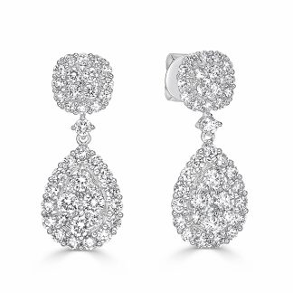 Cushion And Pear Drop EarringsRound Diamond Drop Earrings