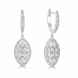 Marquise Halo Drop EarringsRound Diamond Drop Earrings