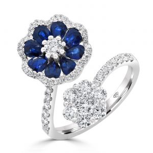 Alternating Brilliant and Pear Cut Sapphire Diamond Dress Ring