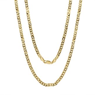 18kt Birds Eye And Curb Link Chain 37 GrGold Chain