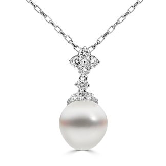 South Sea Pearl and Round Brilliant Diamond Drop EarringsPearl and diamond pendant
