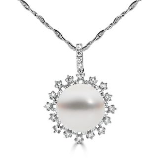 South Sea Pearl With Round DiamondsPearl and diamond necklace