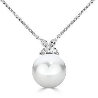 South Sea Pearl With Four MarquisePearl and Diamond Pendant