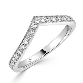 Pointed Milgrain Wedding RingRound Diamond Wedding Band