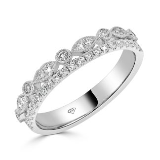 Milgrain Marquise And Round Diamond RingDiamond wedding band