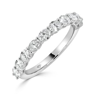 Horizontal Oval Cut Wedding RingRound Diamond Wedding Band