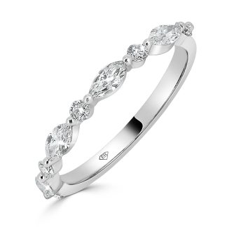 Marquise And Round Diamond Alternating RingDiamond wedding band