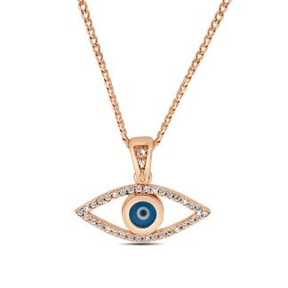 Protect & Shine Evil Eye Pendant in Rose Gold & ZirconiaEvil Eye Cubic Zerconia Pendant
