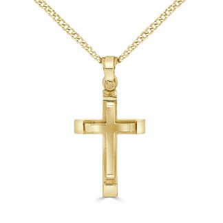 Two Step CrossYellow Gold Cross Pendant