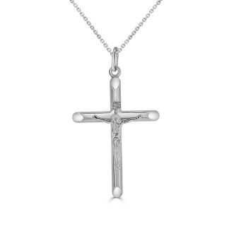 Italian Style CrucifixWhite Gold Crucifix Pendant