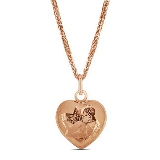 Heart Shaped Medallion With Engraved AngelAngel Heart Shape Pendant