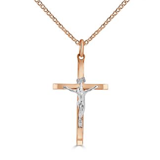 Polished Crucifix LargeTwo Tone Gold Orthodox Cross