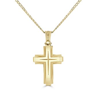 Step Cross Bevel EdgeYellow Gold Cross