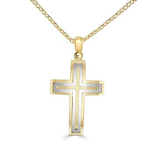 Polish And Mat CrossTwo Tone Gold Cross