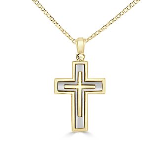 Three Level CrossTwo Tone Gold Cross