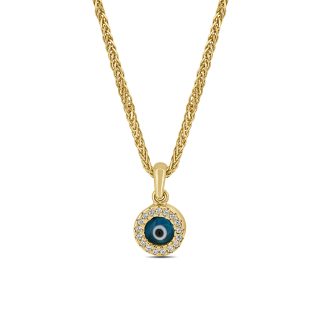 Evil Eye CZ Circular PendantEvil Eye CZ Circular Pendant