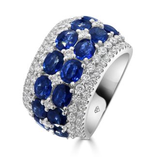 Alternating Oval Sapphire And Diamond Dress RingSapphire Dress Rings