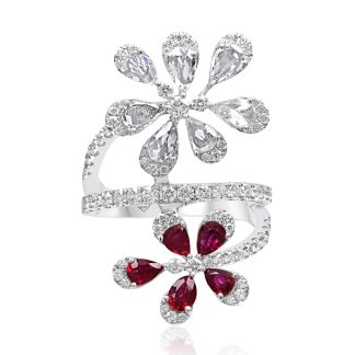 Double Edge Flower Dress RingRuby and Diamond Ring