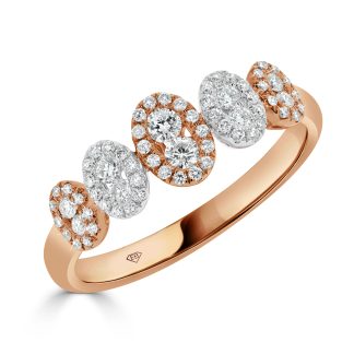Oval Shape Cluster BandTwo Tone Round Diamond Wedding Band