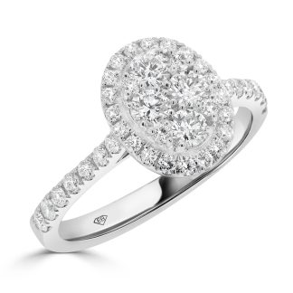 Oval Shape Diamond Cluster Ring With Delicate HaloRound Diamond Engagement Ring with Halo