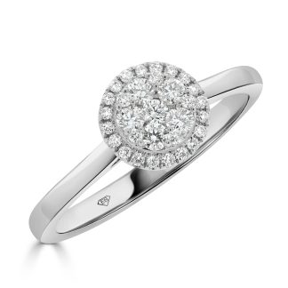Diamond Round Shape Cluster RingRound Diamond Engagement Ring with Halo