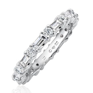 Baguette Cut And Round Diamonds Eternity BandRound and Baguette Diamond Wedding Band