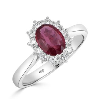 Halo Ruby Diamond RingRuby Engagment Rings