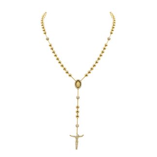 Large Rosary Diamond NecklaceYellow Gold Rosary Necklace with Diamonds