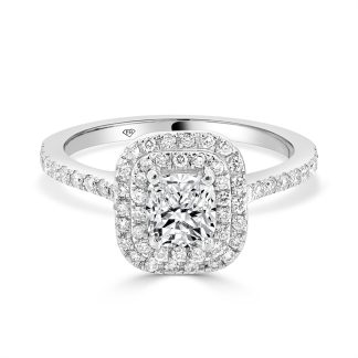 Cushion Cut Double Halo 0.90 CtCushion cut diamond ring with double halo