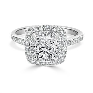 Cushion Cut Double Halo 1.5 CtCushion cut diamond ring with double halo