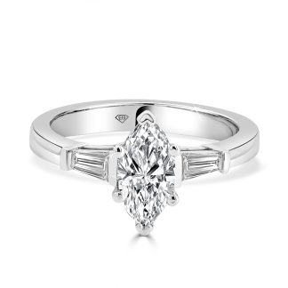 Marquise And Baguette Diamonds 0.80 CtMarquise diamond and baguette trilogy engagement ring