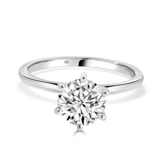Round Lab Diamond Classic 6 Claws Solitaire 1.01CtRound brilliant cut diamond ring