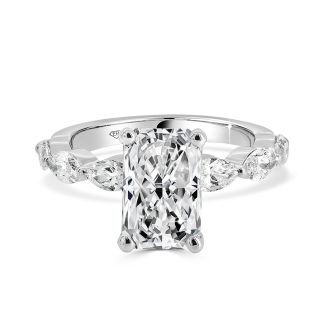 Radiant Cut Lab Diamonds With Marquise On The Side 3.04 CtRadient Cut Engagement Ring