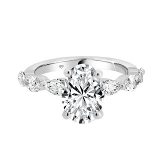 Oval Cut Lab Diamond With Marquise 2.17 CtOval Cut Engagement Ring