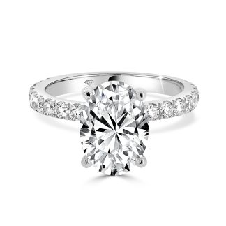 Oval Cut Lab Diamonds With Side Diamonds Halo 3.00 CtOval Cut Engagement Ring