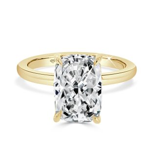 Cushion Cut Lab Diamond 4.13 CtRadient Cut Engagement ring with hidden halo