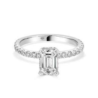 Emerald Cut Diamond Hidden Halo 1.03 CtEmerald Cut Engagement Ring with Hidden Halo