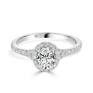 Oval Cut Halo Split Band 0.70 CtOval cut dimaond ring