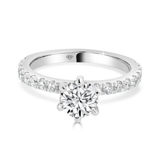 Round Cut Diamond Side Diamonds 1.00 CtRound Diamond Engagement ring with diamond band