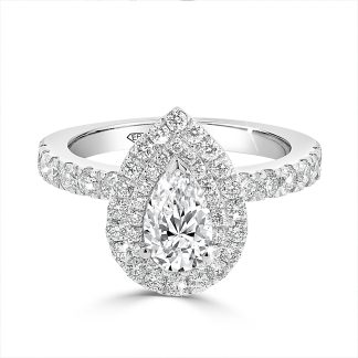 Pear Cut Double Halo Engagement Ring 0.70 CtPear Cut Diamond ring with double halo