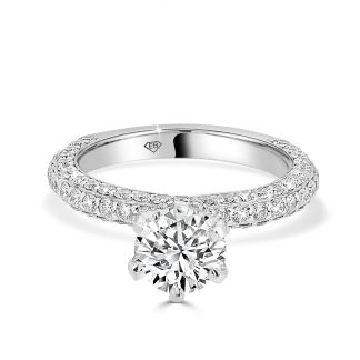 Round Cut Engagement Six Diamonds Claws Ring 1.00 CtRound cut diamond pave engagement rings