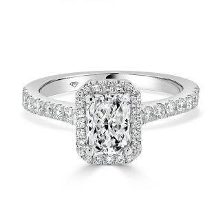 Radiant Cut Diamond Halo 1.00 CtRadient Cut Engagement Ring with Halo