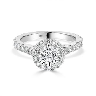 Round Cut Diamond Halo 1.00 CtRound brilliant cut diamond ring
