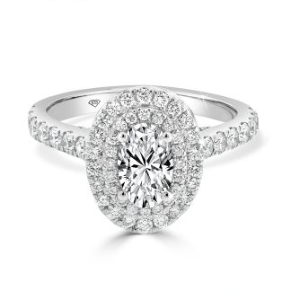 Oval Cut Diamond Double Halo 0.71 CtOval cut double halo diamond ring
