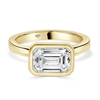 Emerald Cut Lab Diamond Horizontal Engagement Ring 2.00 CtEmerald Cut horizontal engagement ring