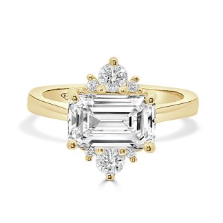 Emerald Cut Lab Diamond Engagement Ring With Round Diamonds 2.61 CtEmerald cut diamond engagement ring