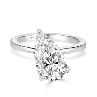 Lab Diamond Pear Cut Engagement Ring 3.41 CtSide Pear Engagement Ring