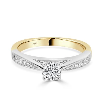 Two Tone Round Diamond Engagement Ring