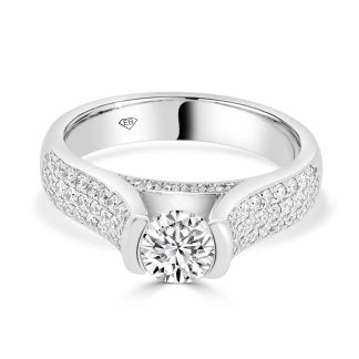 Diamond Engagement Ring with Round Brilliant Cut and Pavé Set Diamonds 0.71 Ctengagement ring