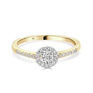 Engagement Ring with Round Brilliant Cut Diamond and Halo 0.18 Cttwo tone engagement ring
